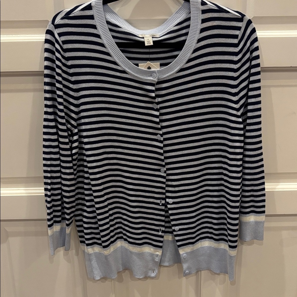 Halogen Navy & Pale Blue Striped Cardigan